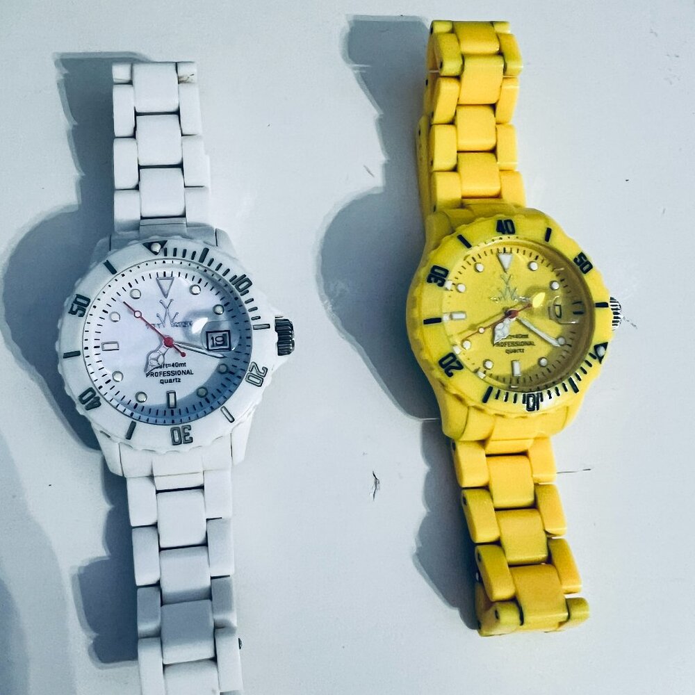 ToyWatch Plasteramic Watches (x2), Yellow, White